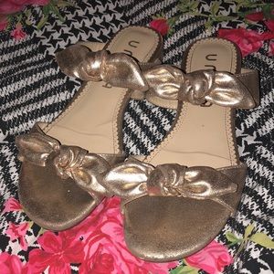 Gold bow sandals
